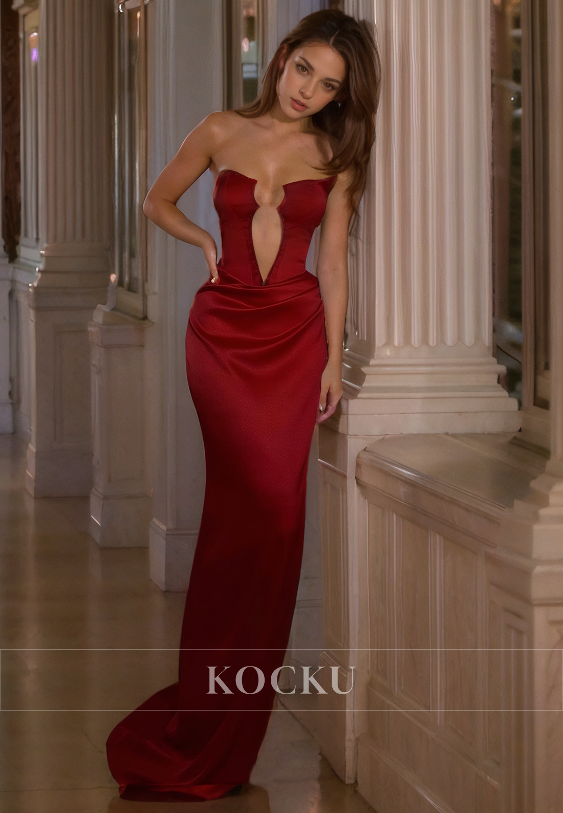 Sexy & Hot Off-Shoulder V-Neck Sheath Evening Party Prom Dress