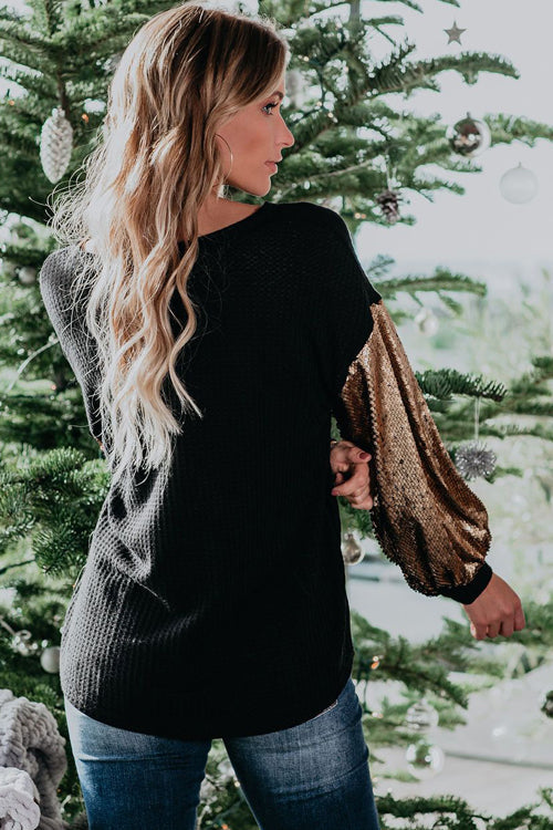 Completely Into You Sequin Sleeve Knit Top - 2 Colors