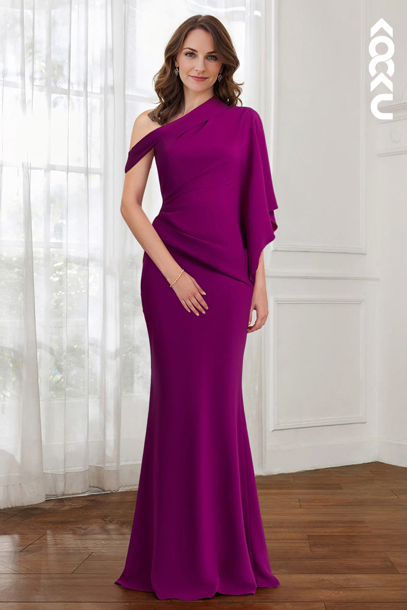 M6298 - Elegant One Shoulder Trumpet/Mermaid Satin Mother of the Bride Dress