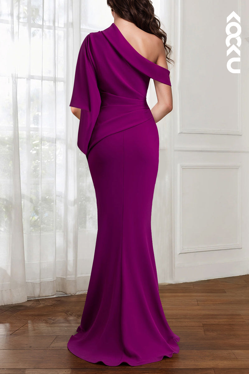 M6298 - Elegant One Shoulder Trumpet/Mermaid Satin Mother of the Bride Dress