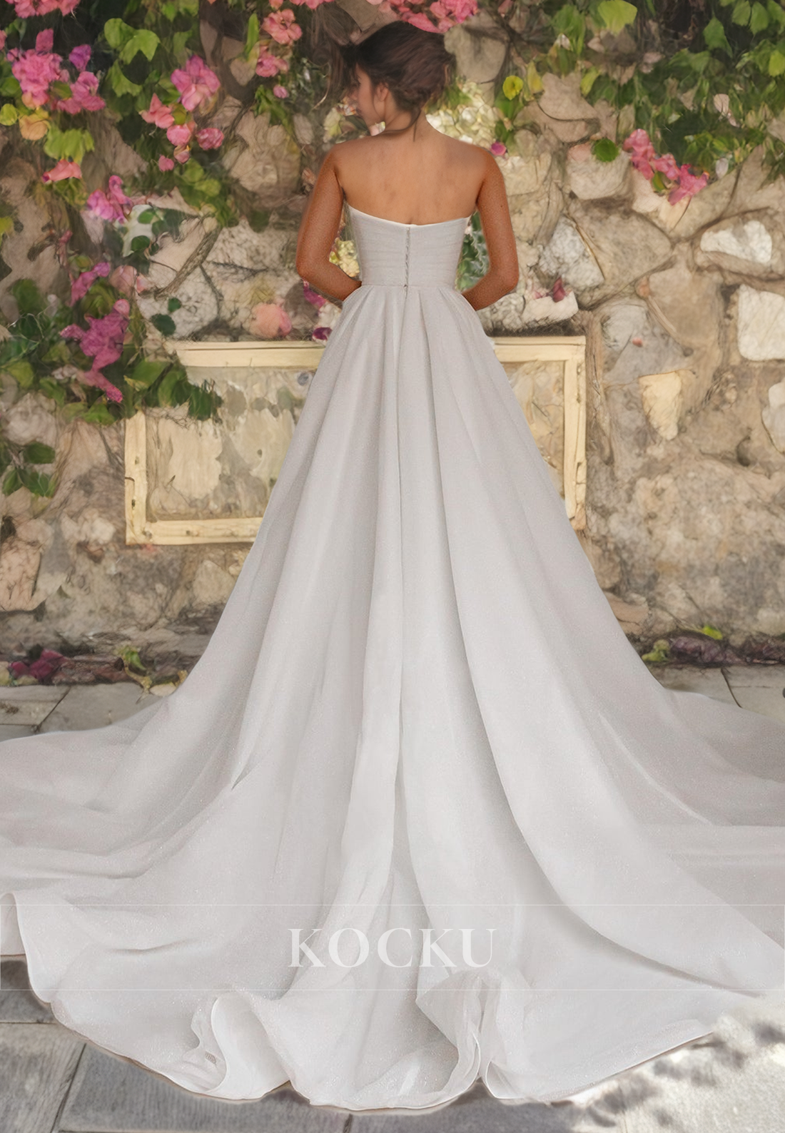 Classic & Timeless Sleeveless Off-Shoulder Split Wedding Dress