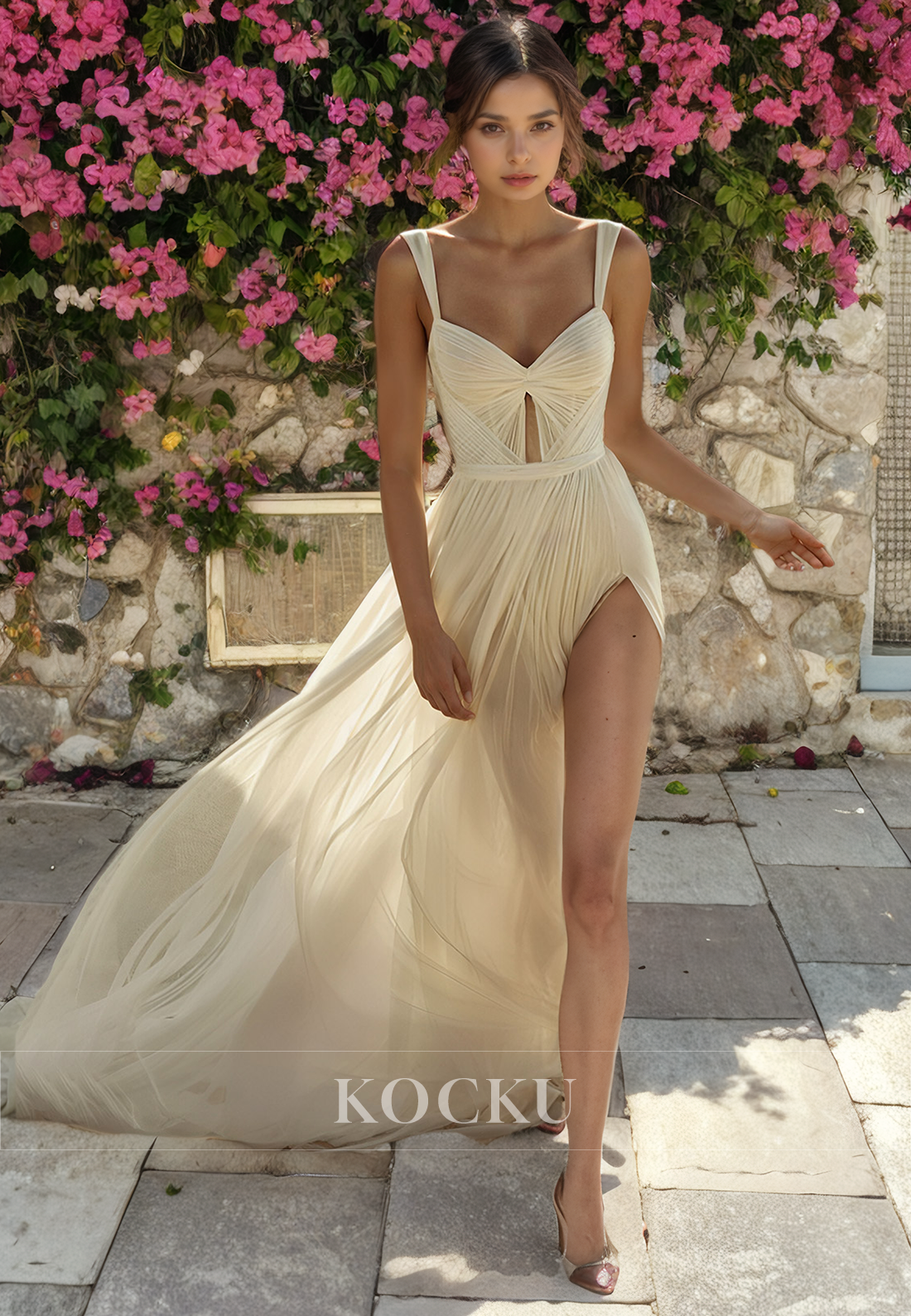 Sexy & Hot Straps V-Neck Backless Split Wedding Dress