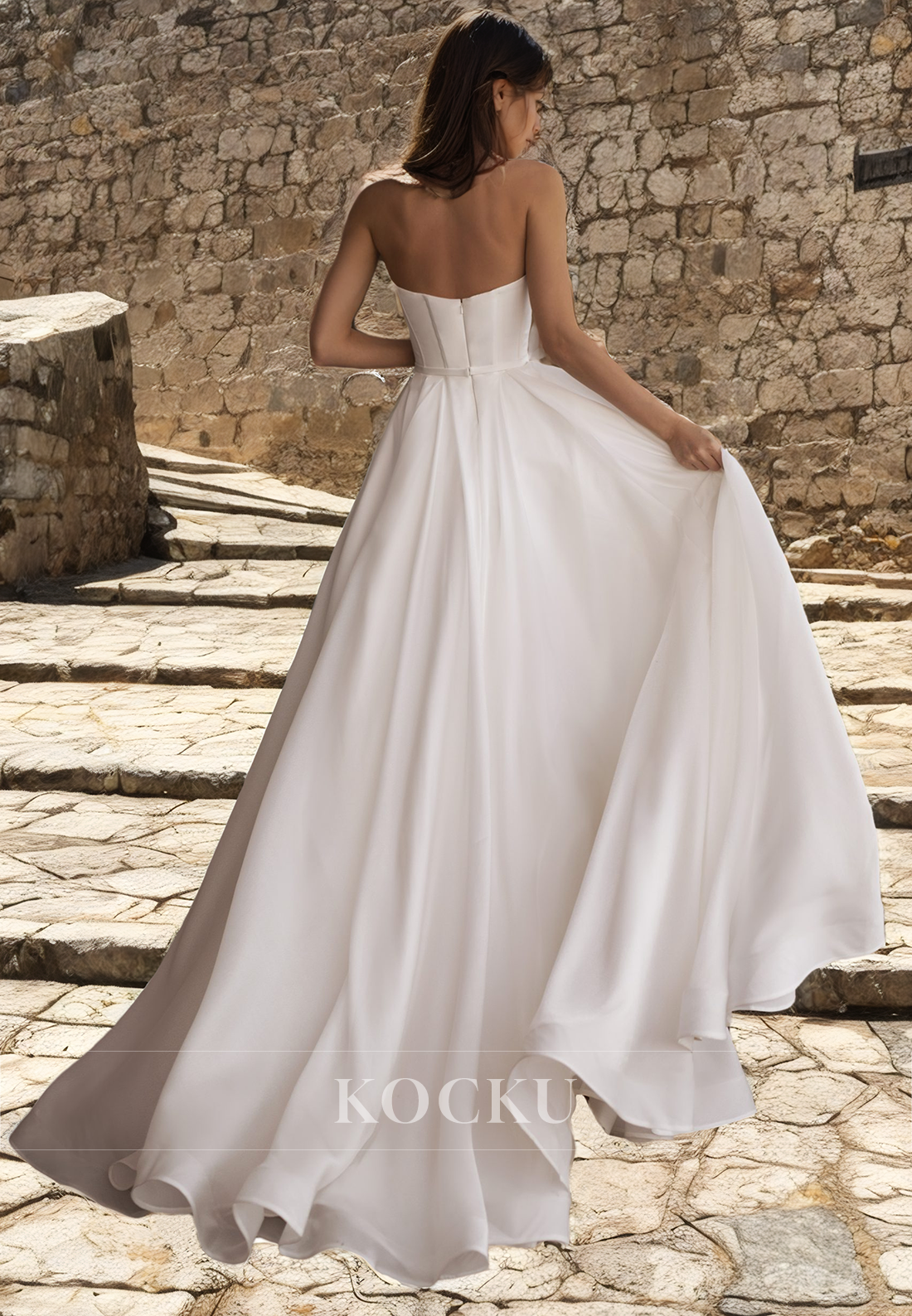 Classic & Timeless Sleeveless Off-Shoulder A-Line Wedding Dress