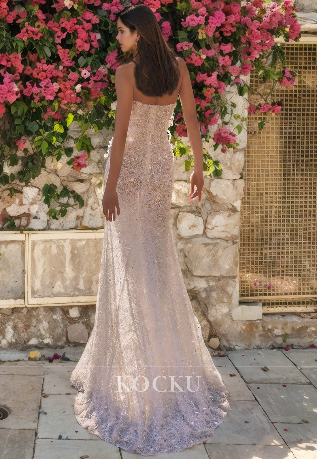 Sexy & Morden Off-Shoulder Sleeveless Split Sparkly Wedding Dress