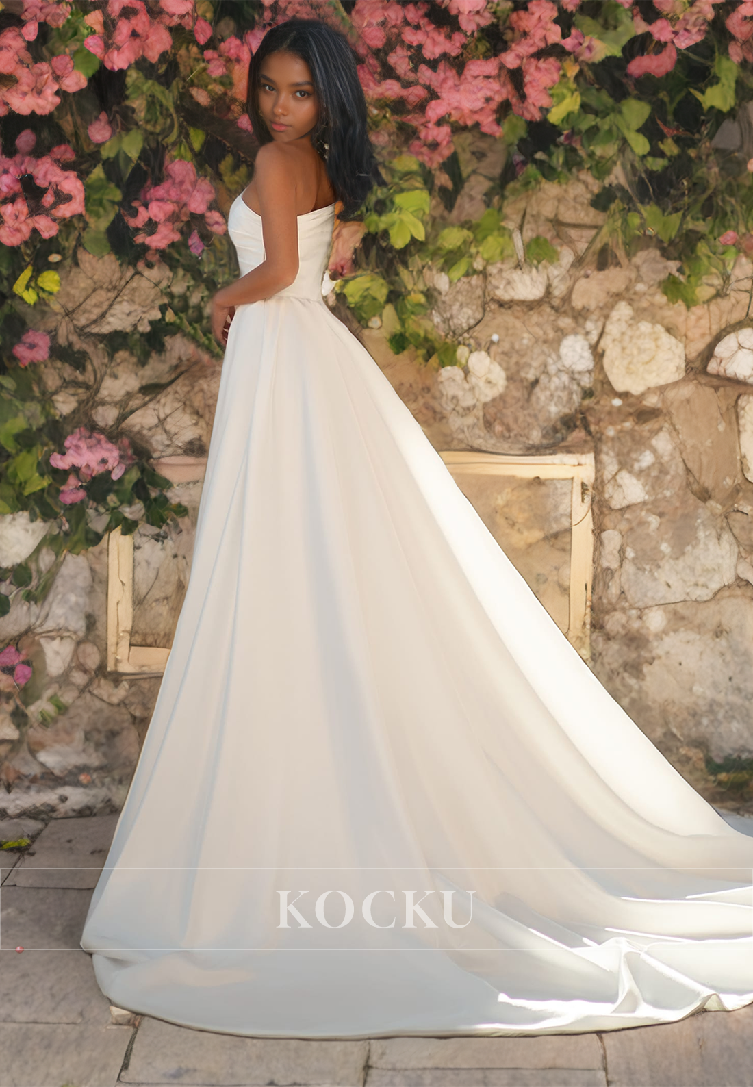 Elegant & Simple One Shoulder Sleeveless A-Line Wedding Dress