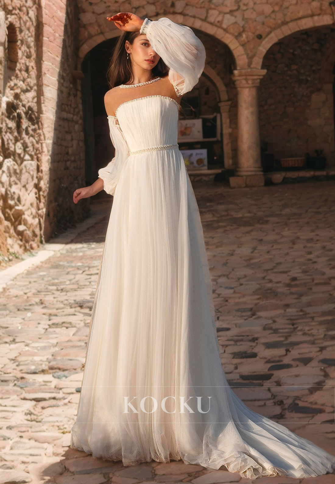 Elegant & Simple Off-Shoulder Long sleeves A-Line Wedding Dress