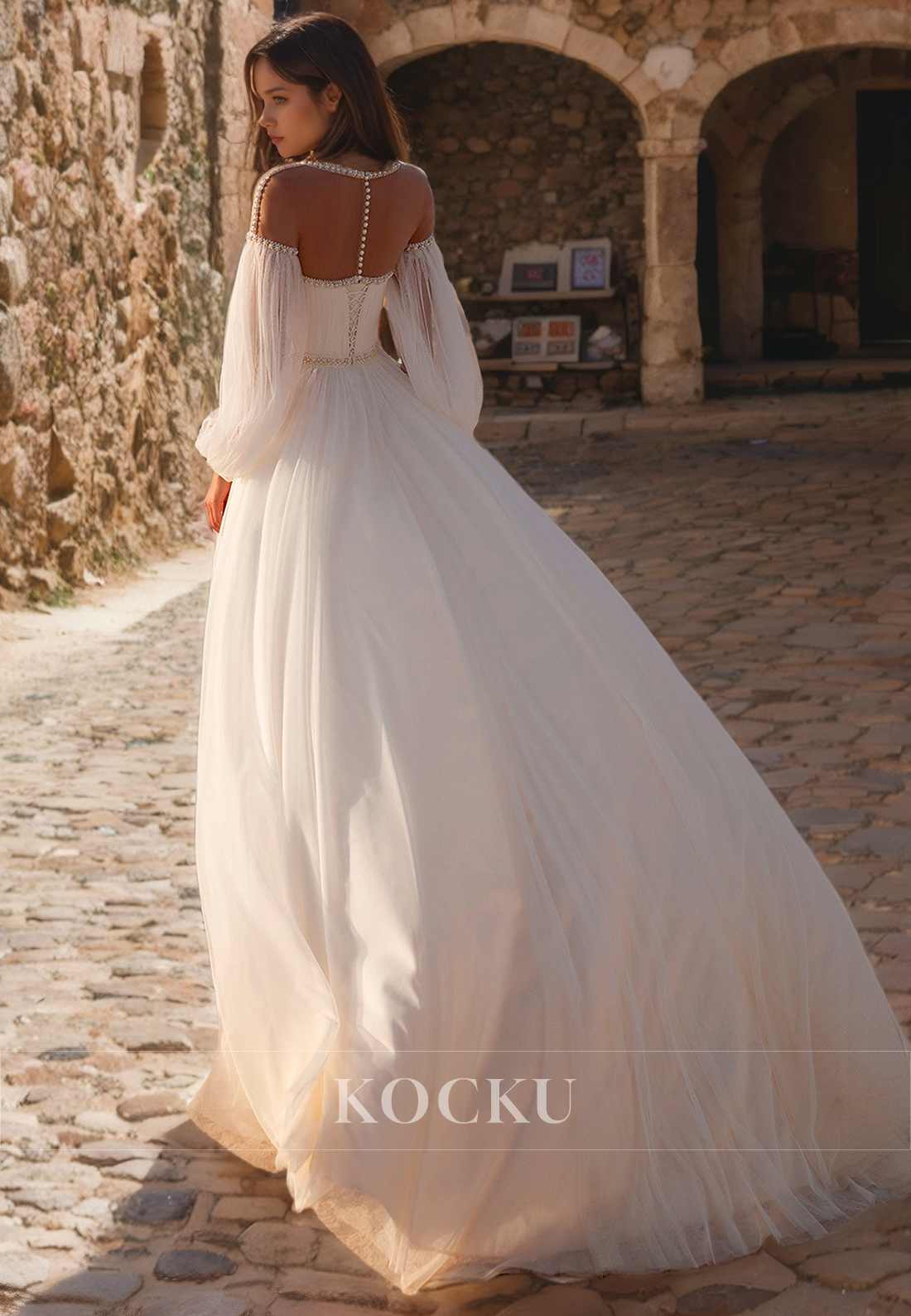 Elegant & Simple Off-Shoulder Long sleeves A-Line Wedding Dress