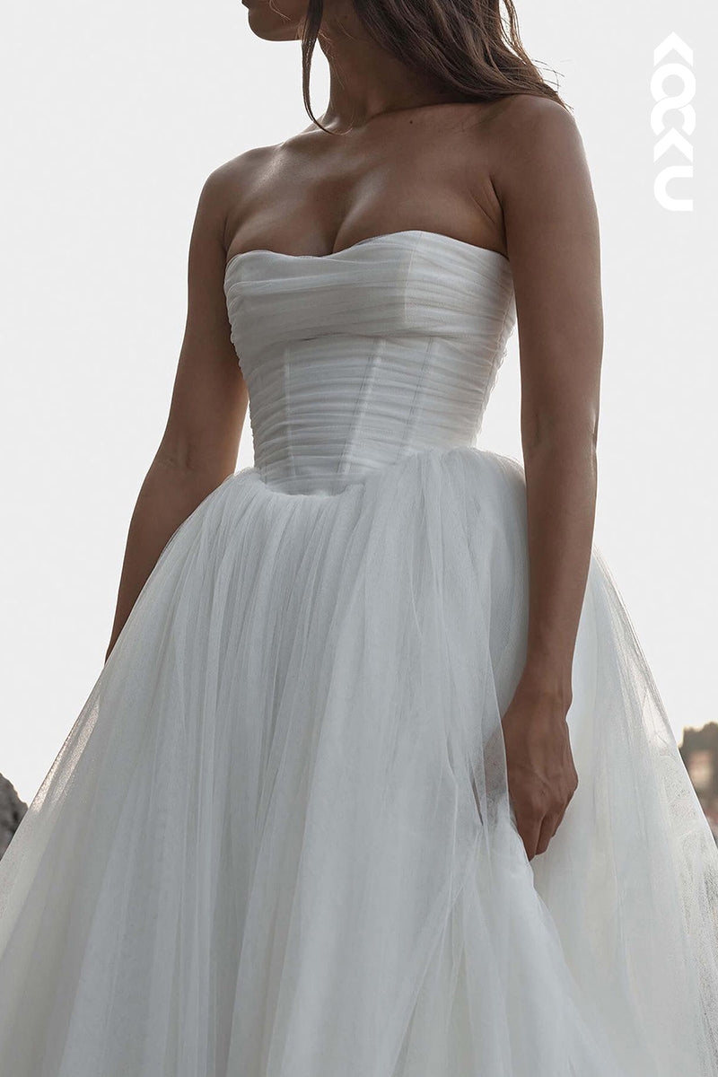 K2156 - Elegant & Classic Sleeveless Off-Shoulder A-Line Wedding Dress