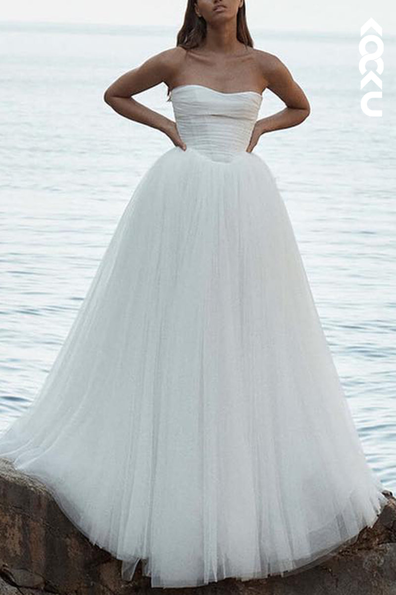 K2156 - Elegant & Classic Sleeveless Off-Shoulder A-Line Wedding Dress