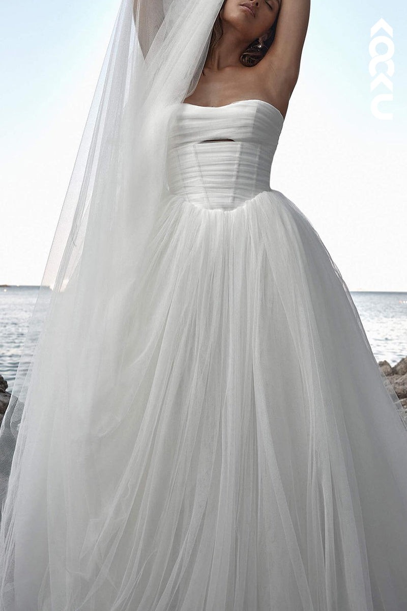 K2156 - Elegant & Classic Sleeveless Off-Shoulder A-Line Wedding Dress