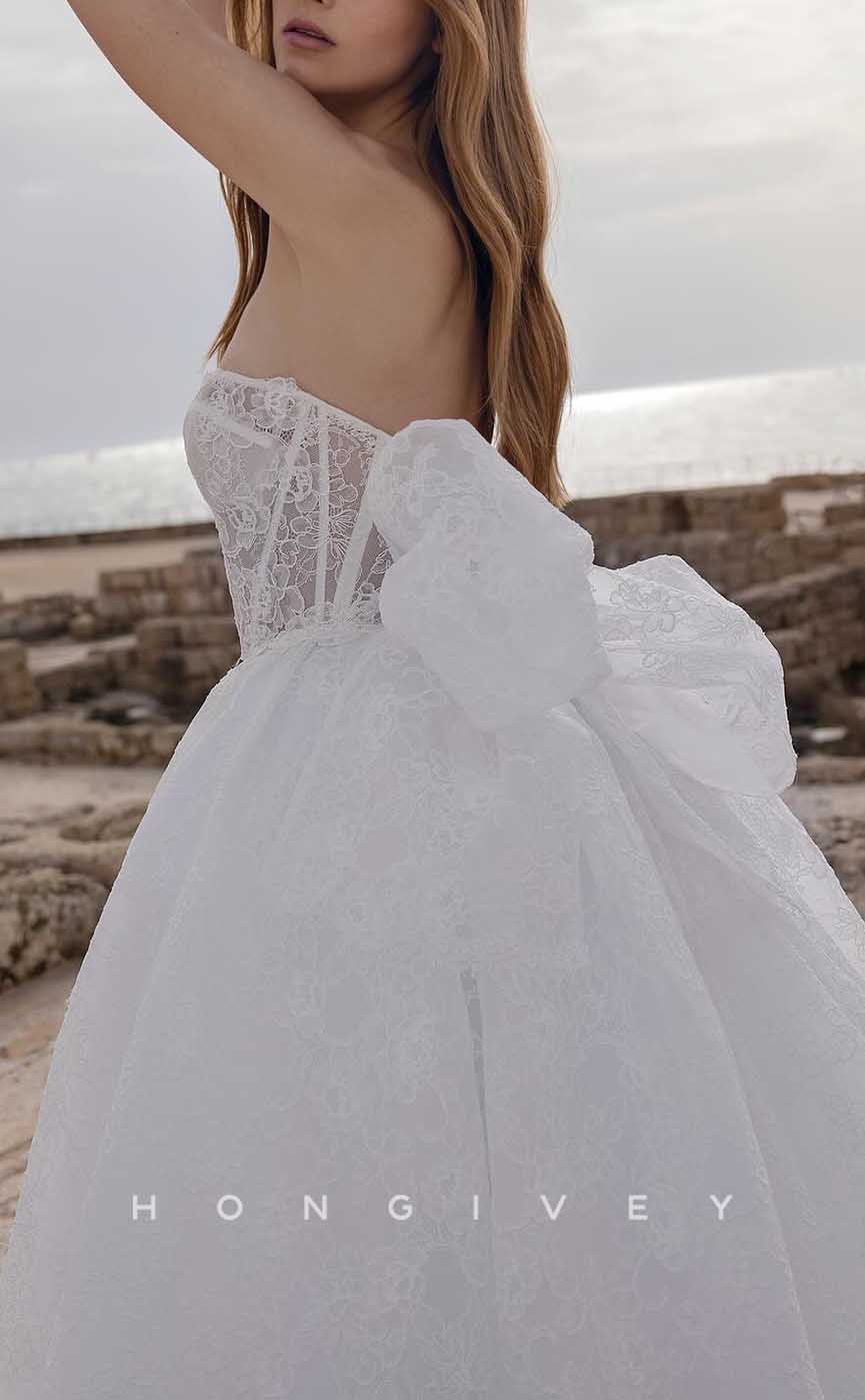 H1715 - Sweetheart Strapless A-Line Appliques Sheer Wedding Dress