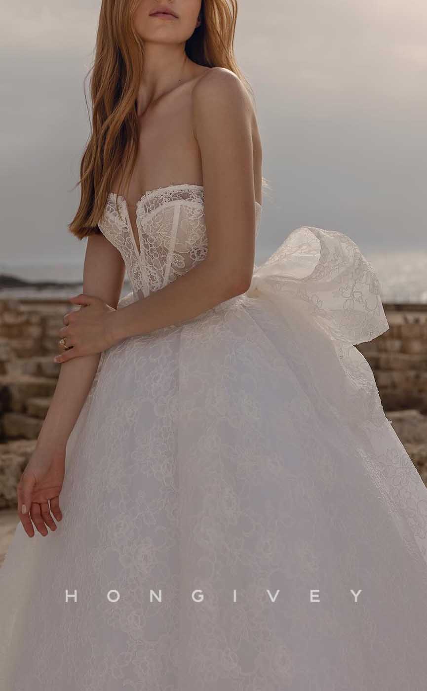 H1715 - Sweetheart Strapless A-Line Appliques Sheer Wedding Dress