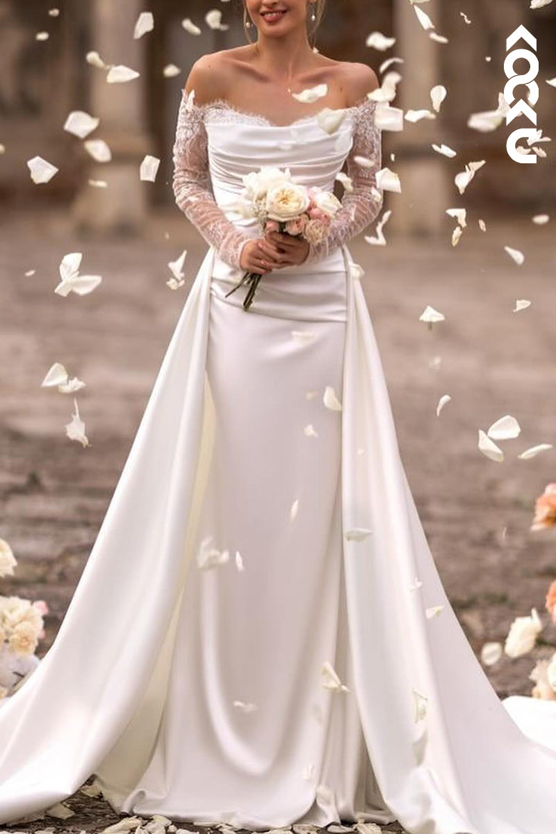 K2106 - Gorgeous & Charming Long Sleeves Off-Shoulder Trumpet/Mermaid Appliques Wedding Dress