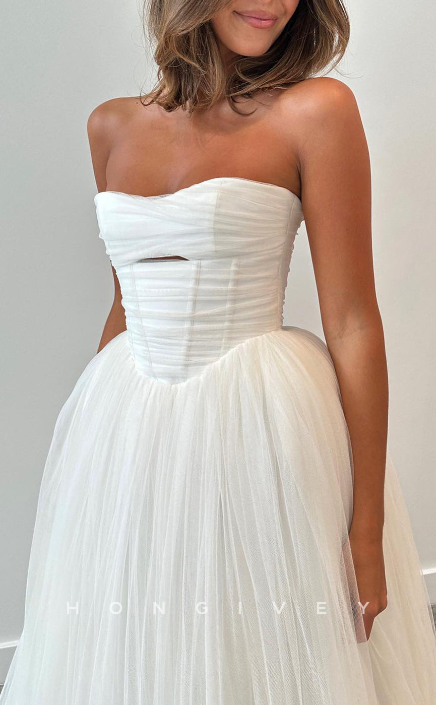 H1753 - Chic A-Line Sweetheart Strapless Tulle Wedding Dress