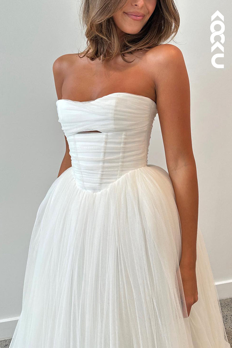 K2153 - Off-Shoulder Sleeveless A-Line Classic & Timeless Wedding Dress