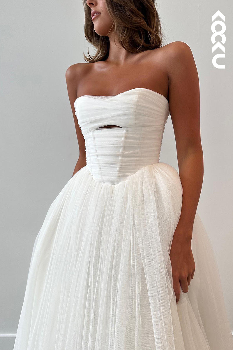 K2153 - Off-Shoulder Sleeveless A-Line Classic & Timeless Wedding Dress