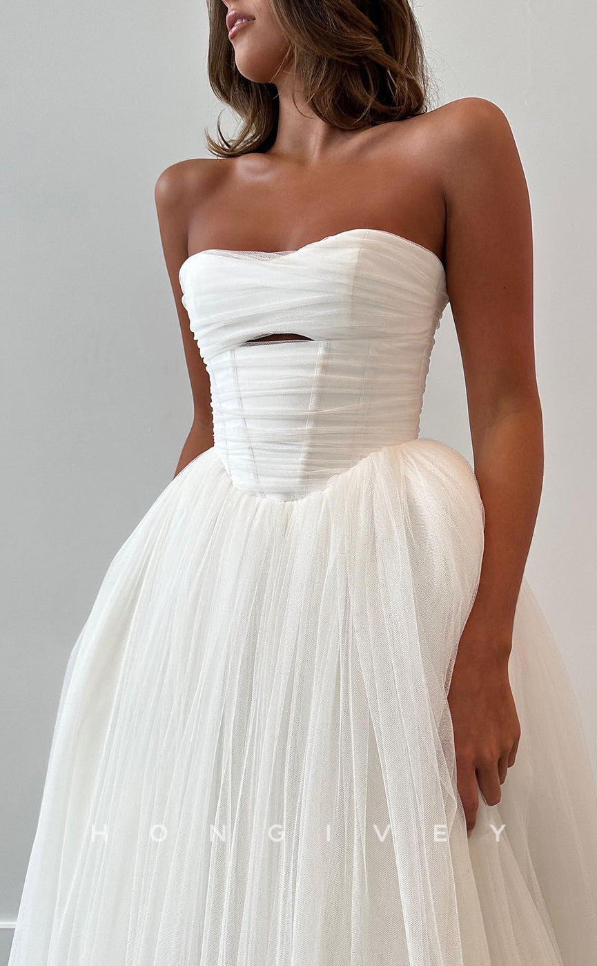 H1753 - Chic A-Line Sweetheart Strapless Tulle Wedding Dress