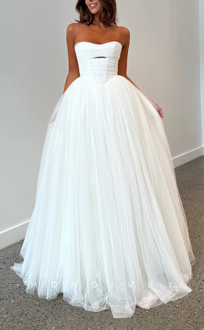 H1753 - Chic A-Line Sweetheart Strapless Tulle Wedding Dress