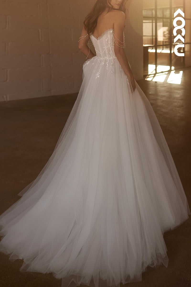 K2095 - Couture & Ornate Sleeveless A-Line Appliques Tulle Wedding Dress