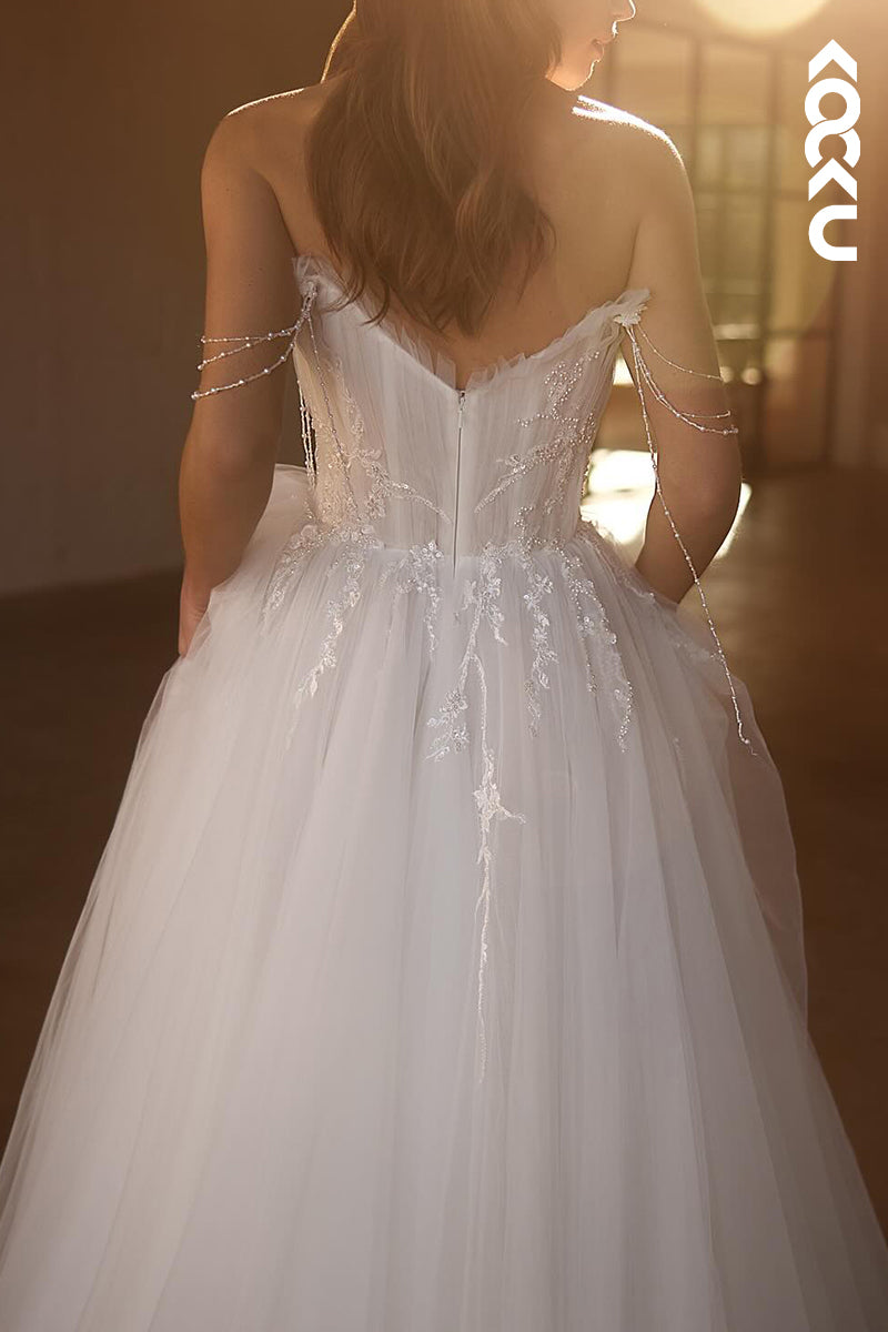 K2095 - Couture & Ornate Sleeveless A-Line Appliques Tulle Wedding Dress