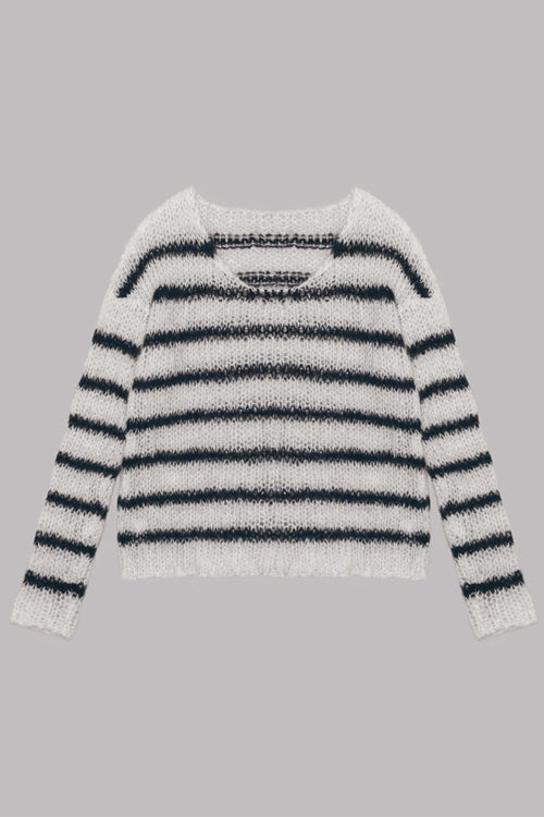 Comfy Intentions Black And White Stripes Knit Sweater