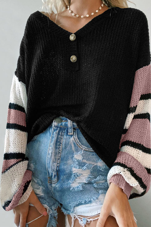 Cozy Love Striped Button Up Knit Sweater - 3 Colors