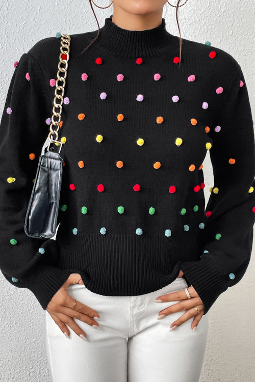 Endlessly Cozy Colorful Dots Long Sleeve Sweater - 5 Colors