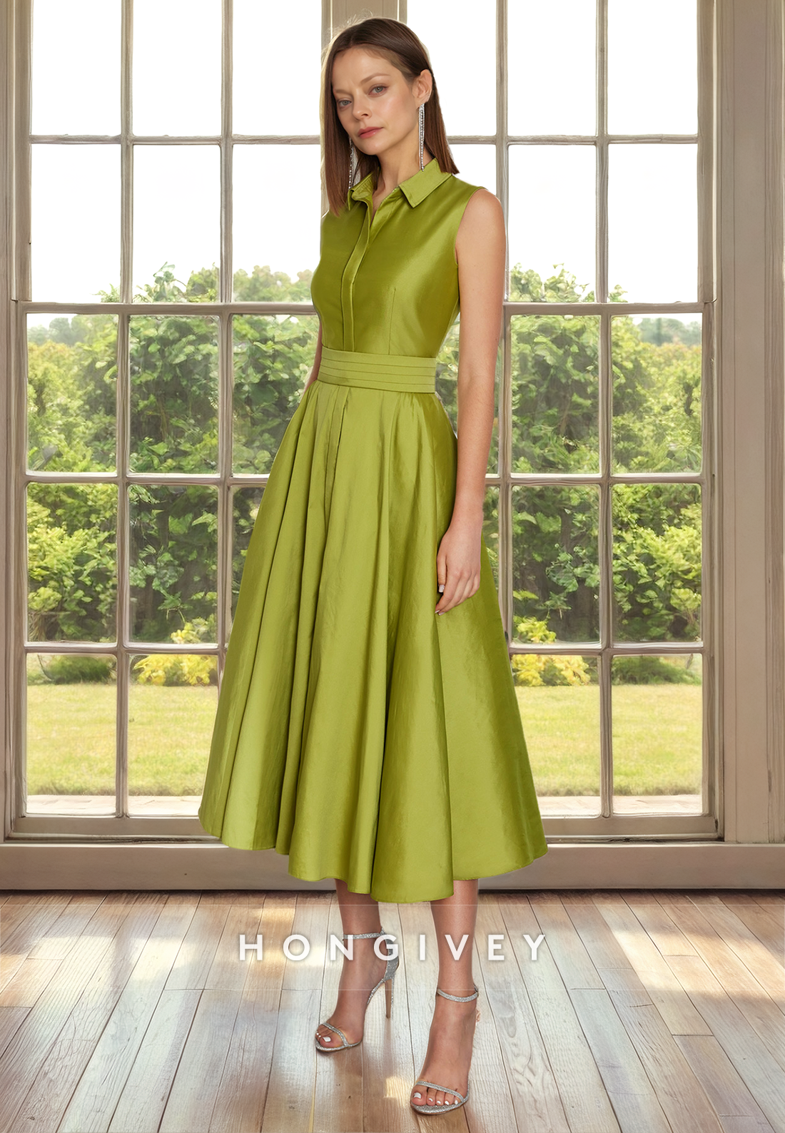 Chic & Modern Satin A-Line Sleeveless Formal Cocktail Dress