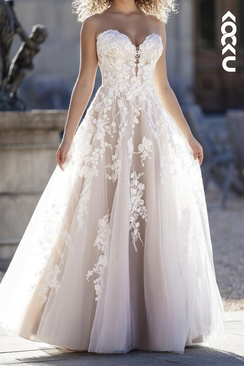 K2179 - Gorgeous & Charming Sweetheart Sleeveless A-Line Appliques Wedding Dress