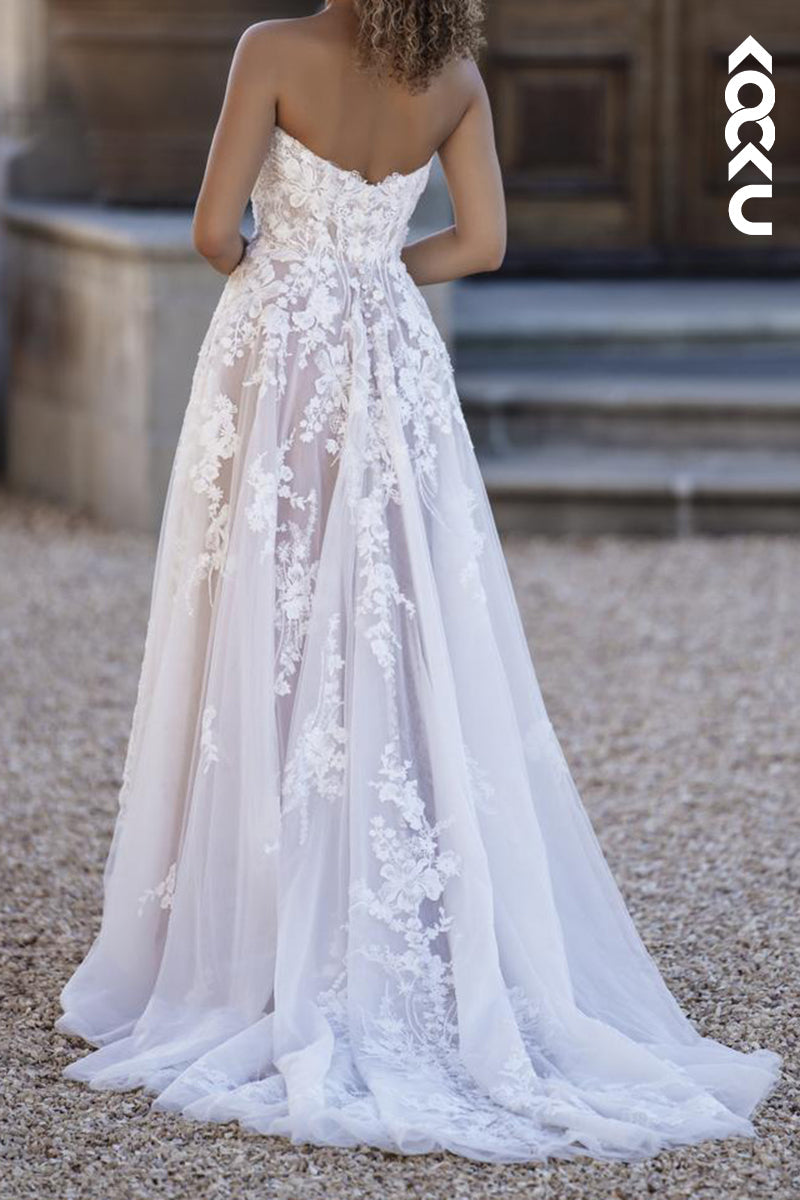 K2179 - Gorgeous & Charming Sweetheart Sleeveless A-Line Appliques Wedding Dress