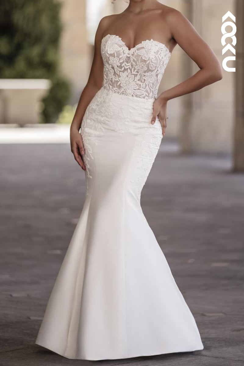 K2181 - Classic & Timeless Off-Shoulder Sleeveless Mermaid Appliques Wedding Dress