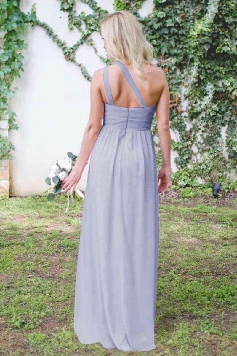 B4267 - One Shoulder Sleeveless Ruched Chiffon A-Line Long Bridesmaid Dress