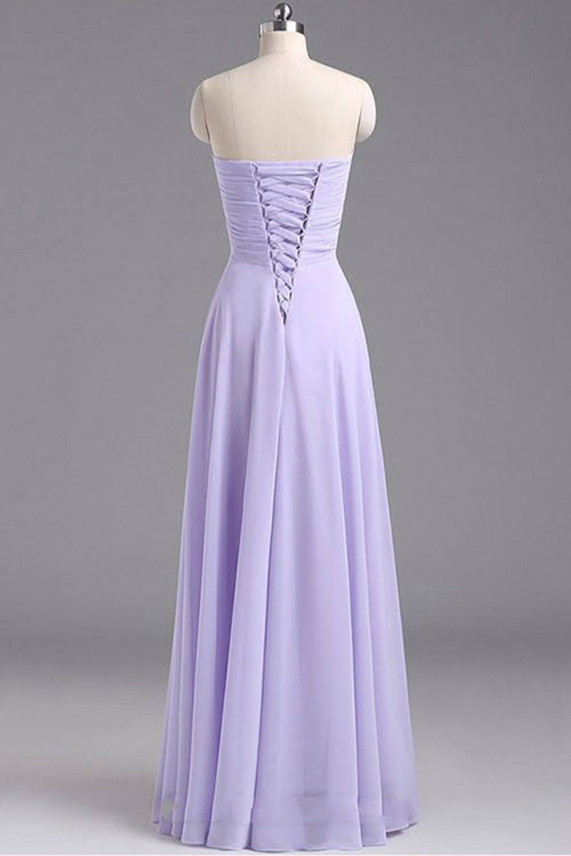 B4275 - Sweetheart Sleeveless Ruched Satin A-Line Long Bridesmaid Dress