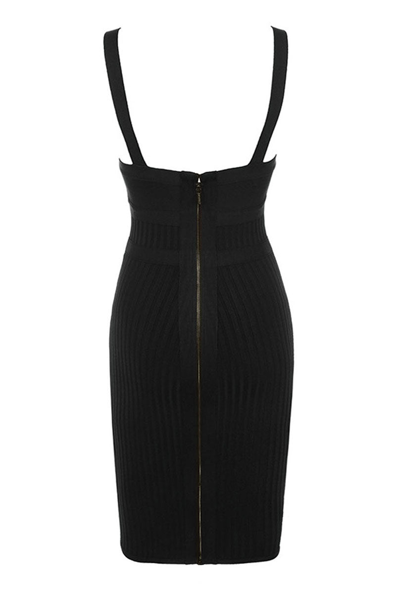 Black Cut Out Spaghetti Straps Mini Bandage Dress