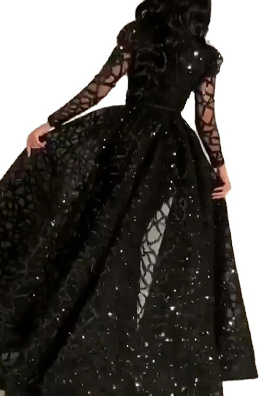 Black Long Sleeve Formal Gown Evening Dress