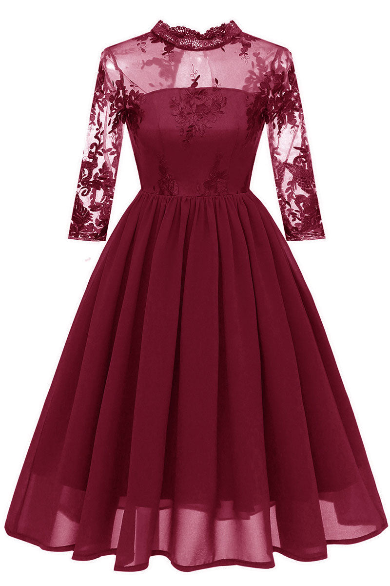 Burgundy Cut Out A-line Homecoming Dress With Appliques