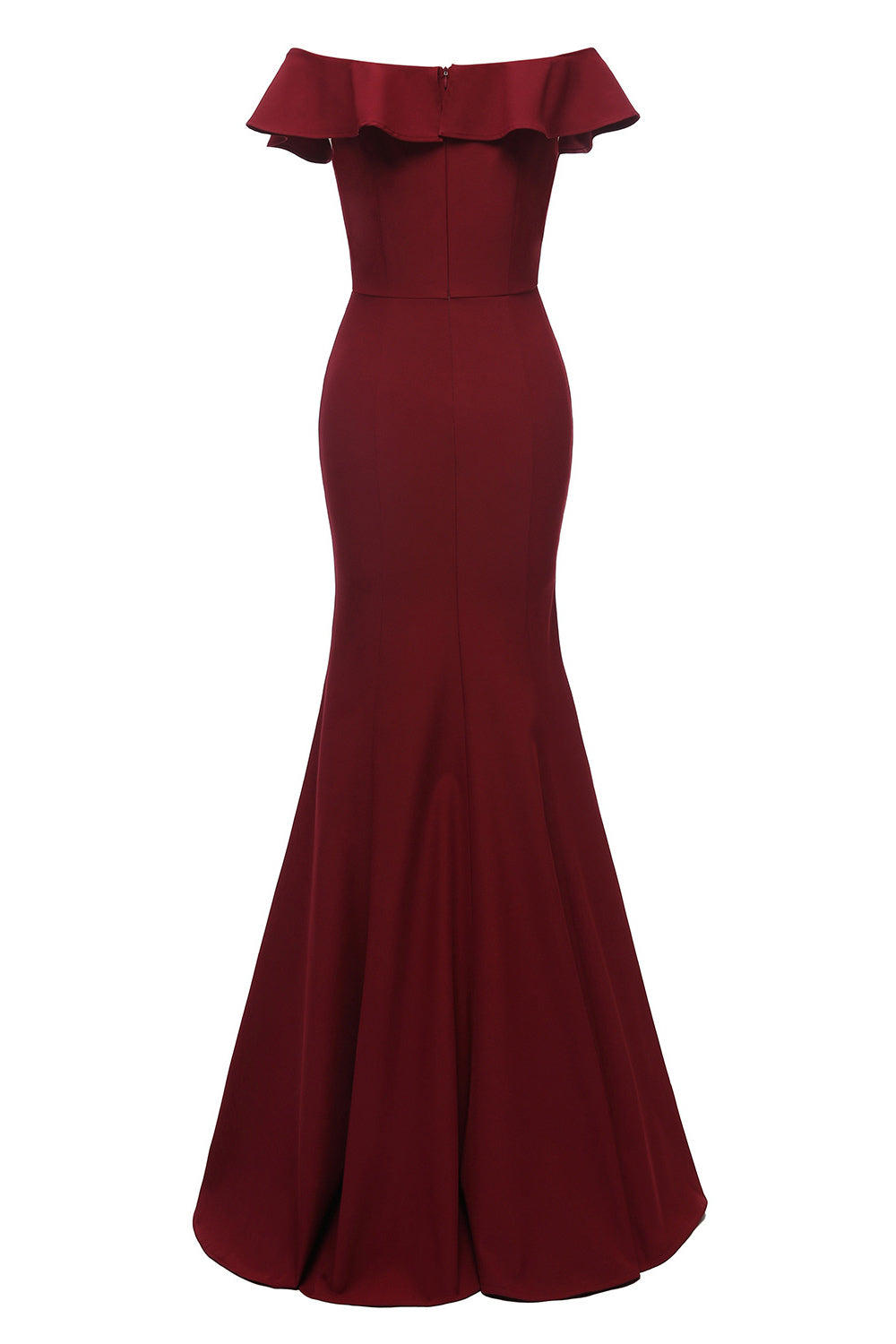 Burgundy Mermaid Off-the-shoulder Slit Prom Dress