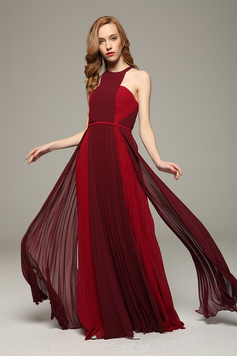 Burgundy Two Tone Prom Dress Evening Gown