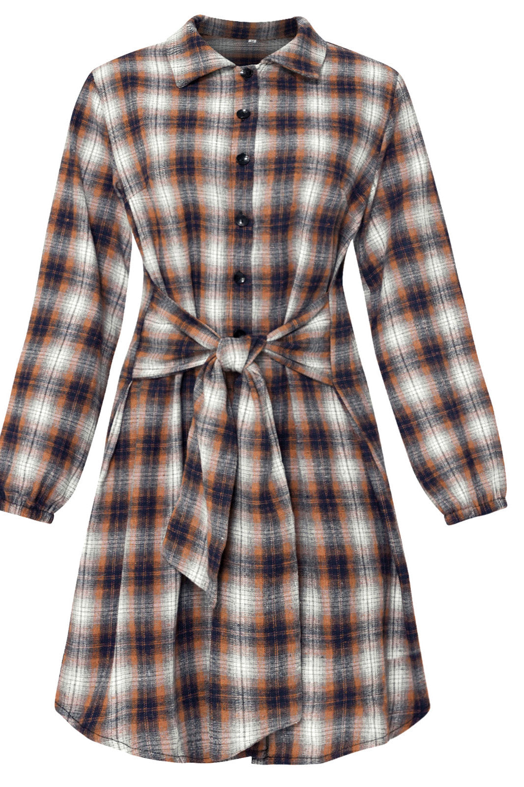 Casual Long Sleeve Plaid Shirt Dress