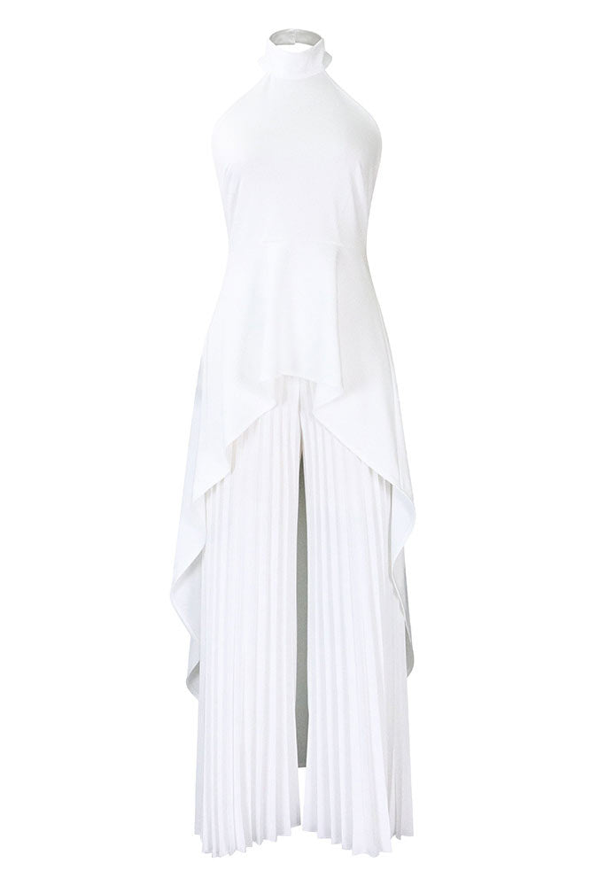 Chic White Sleeveless Halter Jumpsuit