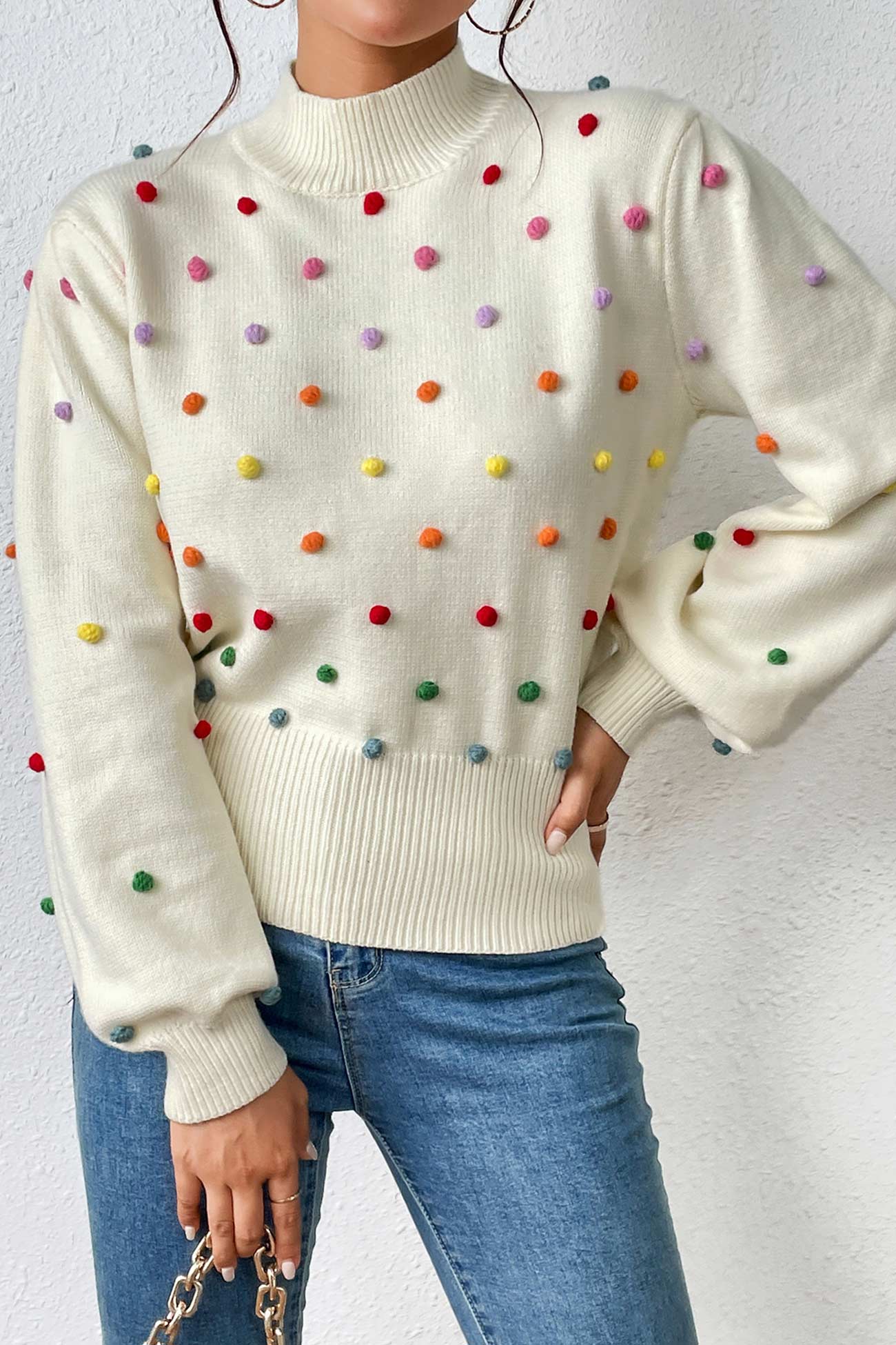 Colorful Yarn Ball Pullover Sweater