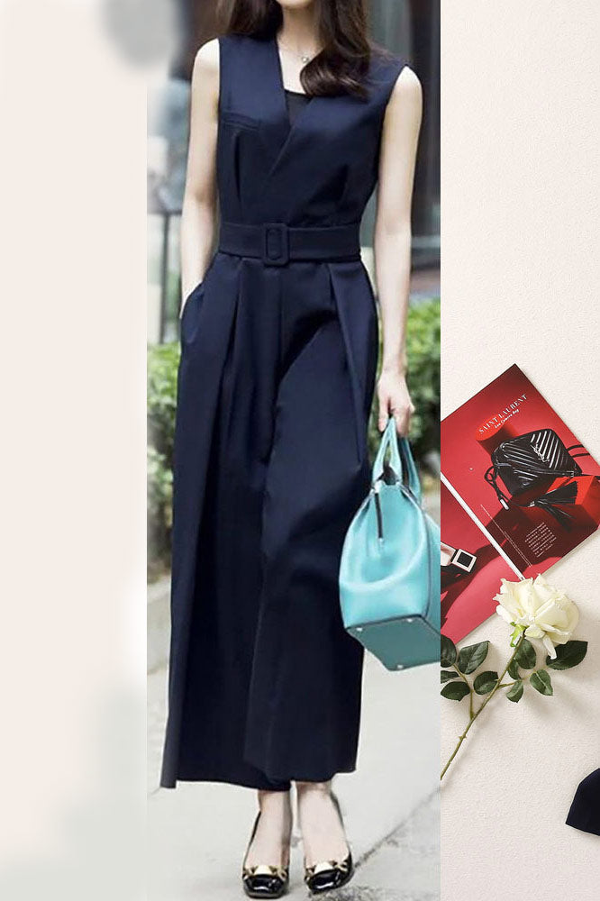 Dark Navy Sleeveless Jumpsuit