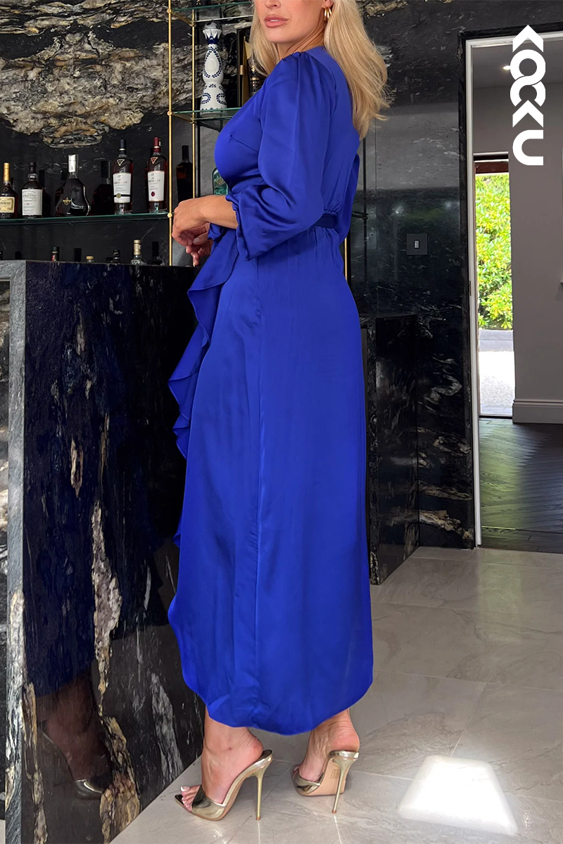 M6289 - Gorgeous & Charming Long Sleeves V-Neck Slit Mother of the Bride Dress