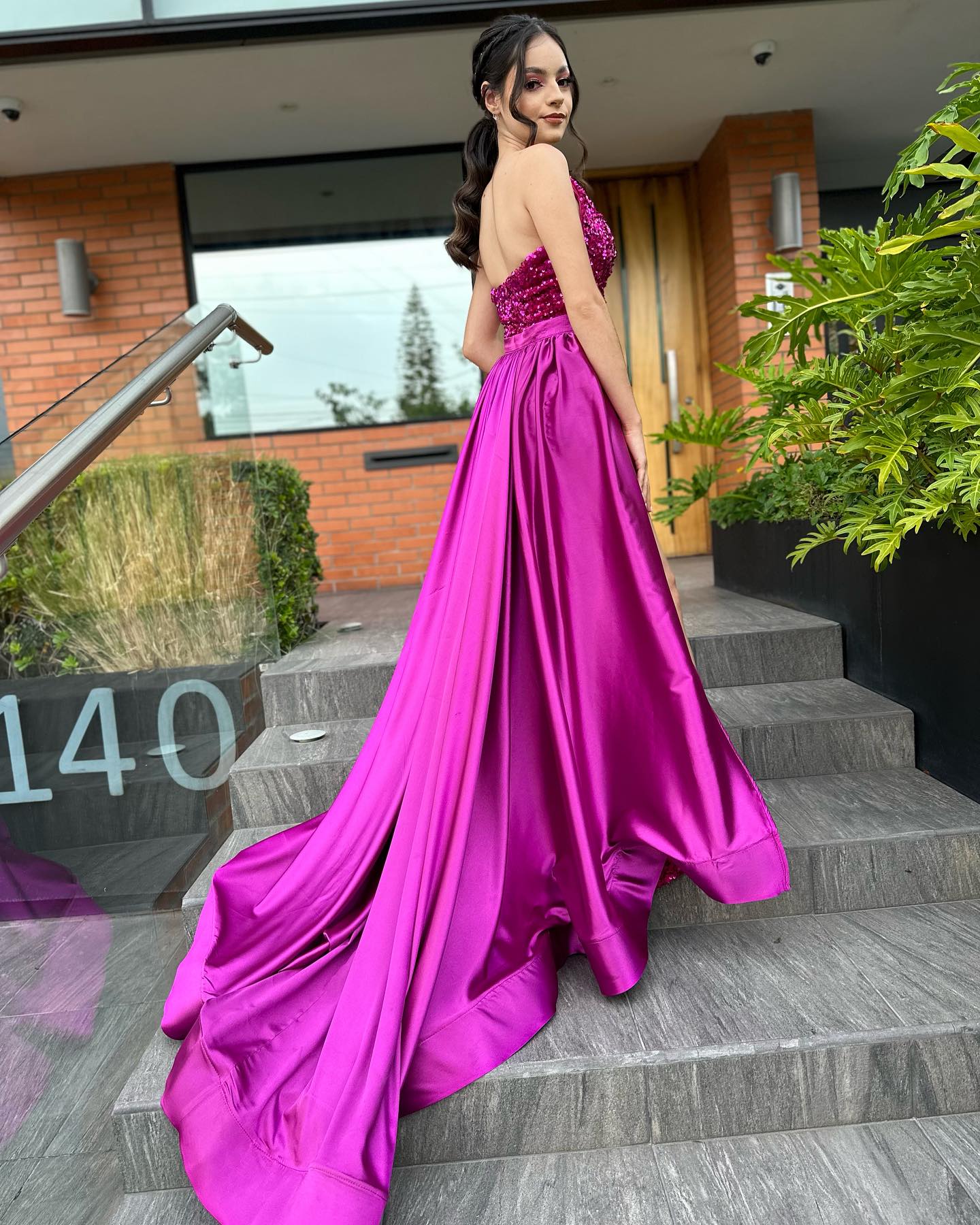 Fabulous Column Satin Strapless Sleeveless Pink Prom Dresses with Sequins and Slit