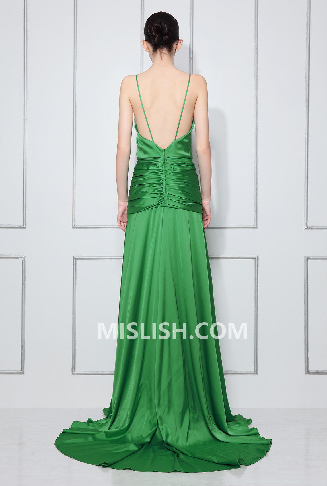 Atonement Green V-neck Dress Backless Prom Dress Inspired Celebrity