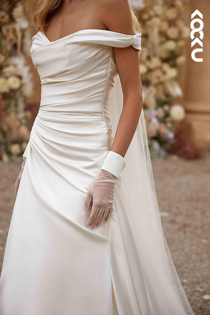 K1891 - Couture & Ornate Cap Sleeves A-Line Ruched Wedding Dress