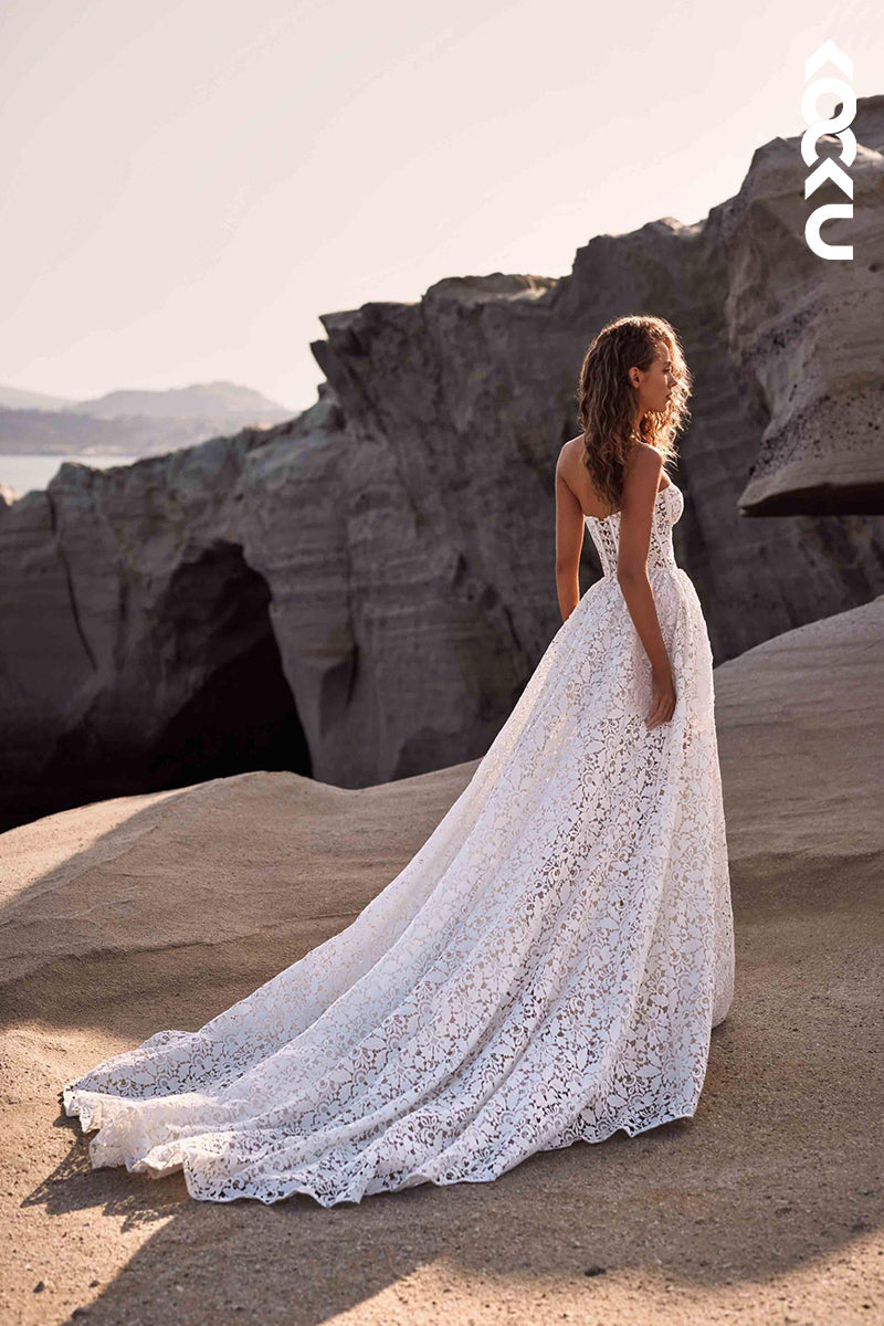 K1895 - Elegant & Luxurious Off-Shoulder Sleeveless A-Line Wedding Dress With Applique