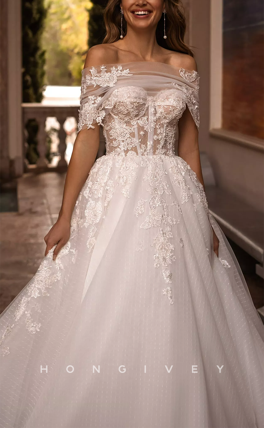 H0989 - Sexy Tulle Gown Sheer Ballgown With Train Long  Wedding Dress