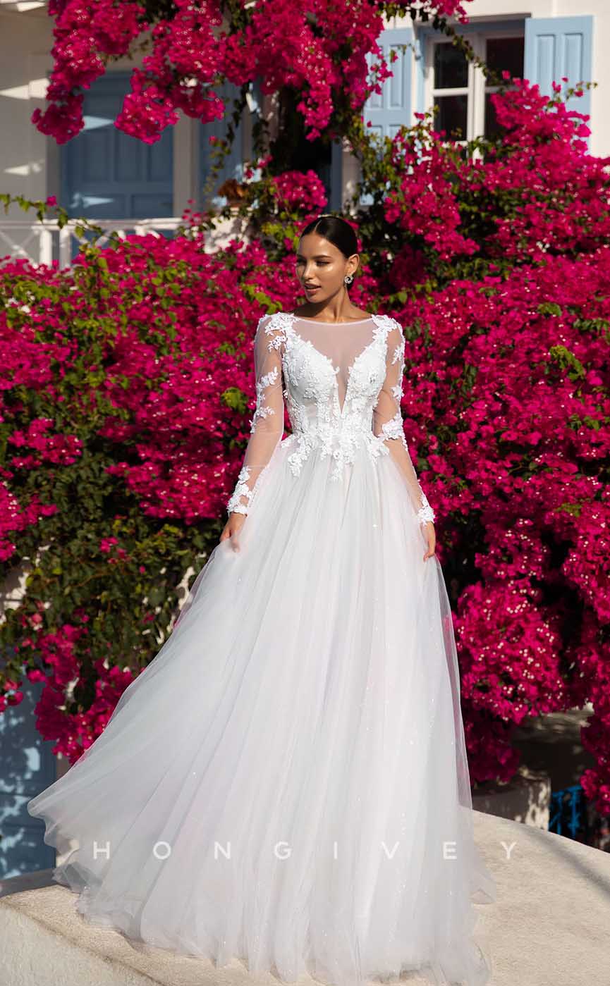 H0993 - Sexy Empire V-Neckline Open Back Appliques Long Boho/Beach Wedding Dress