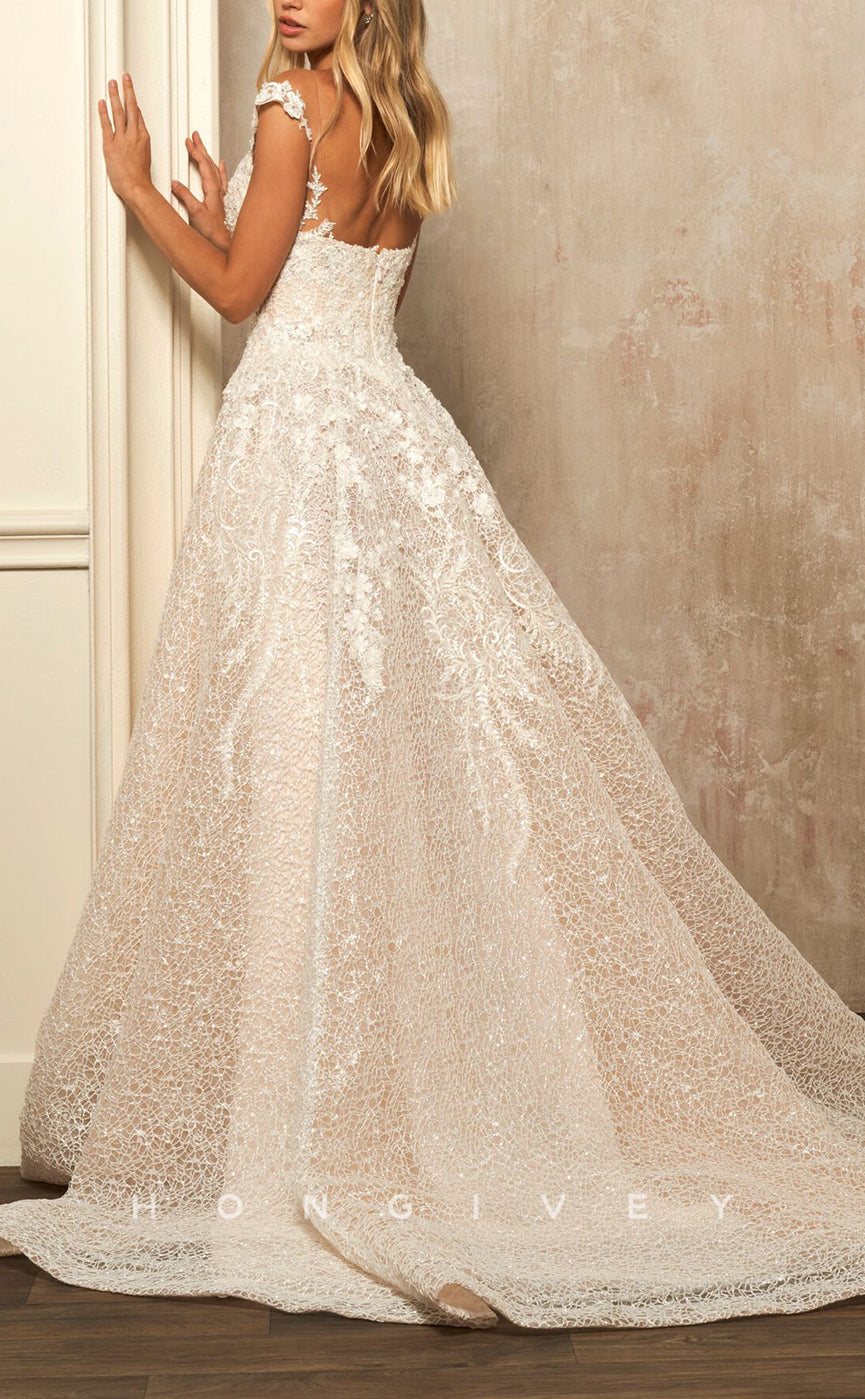 H1387 - Sexy Satin A-Line Sweetheart Straps Empire Appliques With Train Wedding Dress